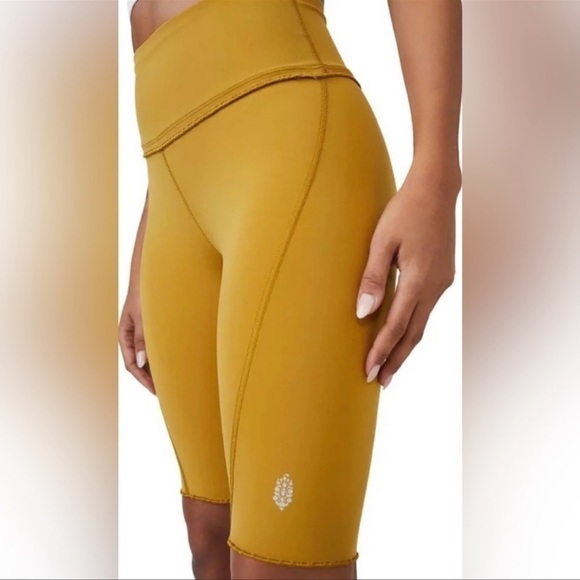 FREE People Yellow Mustard Heart Rate Biker Shorts Size Small in Alchemy - Picture 2 of 15